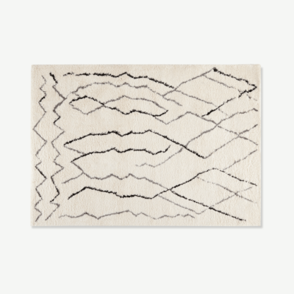 An Image of Cecily Pile Rug, Large 160 x 230cm, Off White & Grey