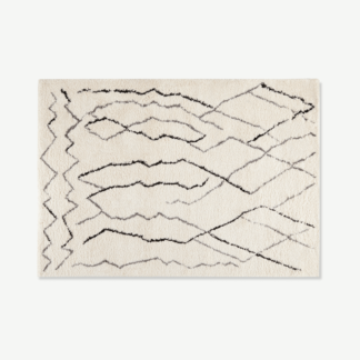 An Image of Cecily Pile Rug, Extra Large 200 x 290cm, Off White & Grey