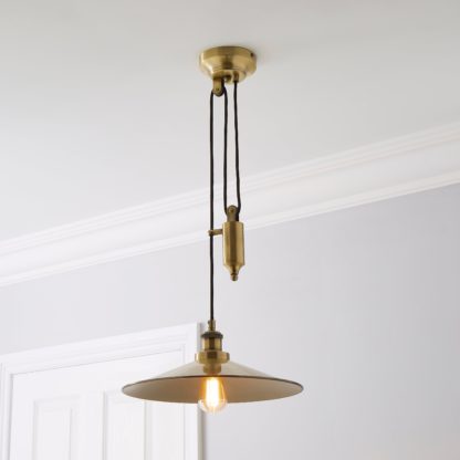 An Image of Churchgate Langton Rise and Fall Ceiling Fitting Antique Brass