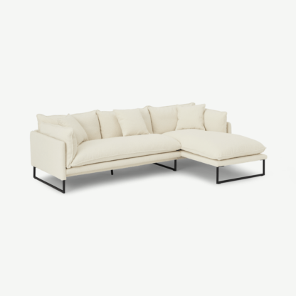 An Image of Malini Right Hand Facing Chaise End Sofa, Whitewash Boucle