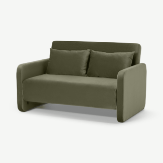 An Image of Vinnie Small Sofa Bed, Sycamore Green Velvet