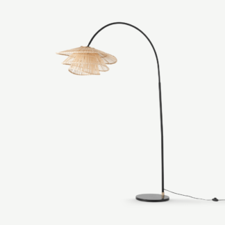 An Image of Weaver Arc Overreach Floor Lamp, Natural Bamboo