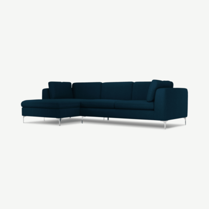 An Image of Monterosso Left Hand Facing Chaise End Sofa, Elite Teal with Chrome Leg