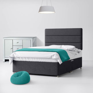 An Image of Cornell Lined Charcoal Fabric 2 Drawer Same Side Divan Bed - 6ft Super King Size