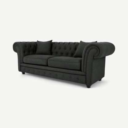 An Image of Branagh 2 Seater Chesterfield Sofa, Anthracite Grey
