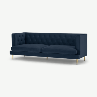 An Image of Goswell 3 Seater Sofa, Sapphire Blue Velvet