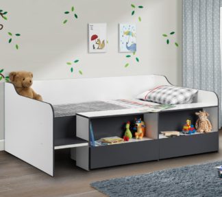 An Image of Stella Grey and White Wooden Kids Low Sleeper Cabin Storage Bed Frame - 3ft Single