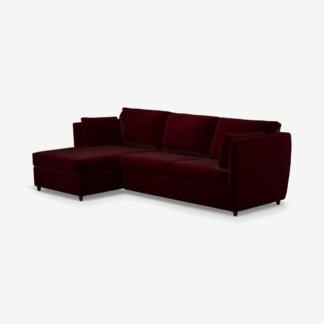 An Image of Milner Left Hand Facing Corner Storage Sofa Bed with Memory Foam Mattress, Shiraz Burgundy Velvet