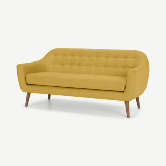 An Image of Ritchie 3 Seater Sofa, Orleans Yellow