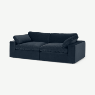 An Image of Samona 3 Seater Sofa, Dark Blue Velvet