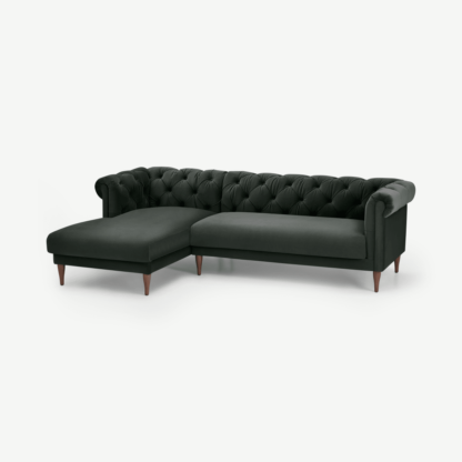 An Image of Barstow Left Hand Facing Chaise End Corner Sofa, Dark Anthracite Velvet