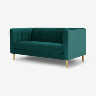 An Image of Amicie 2 Seater Sofa, Seafoam Blue velvet