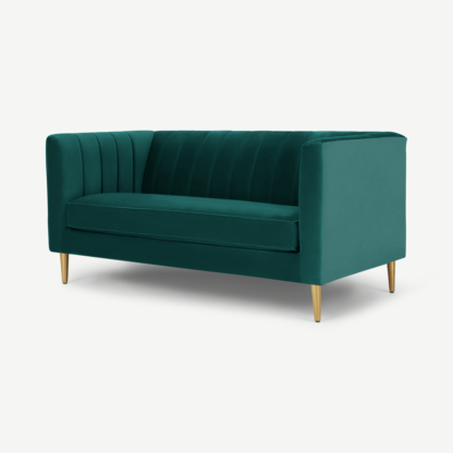 5f969883acfcbefe43f3b19e11a0f483e4d6eeee15989177cbf34780fb3aa224-1.png An Image of Amicie 2 Seater Sofa, Seafoam Blue velvet