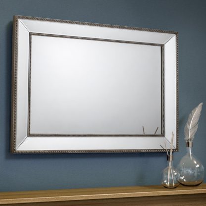 An Image of Symphony Pewter and Glass Rectangular Wall Mirror - 110 cm x 80 cm