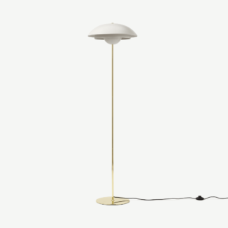 An Image of Brunswick Layered Floor Lamp, Warm Grey & Brass