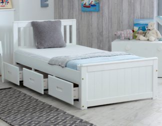 An Image of Wooden Storage Bed Frame 3ft Single Mission White