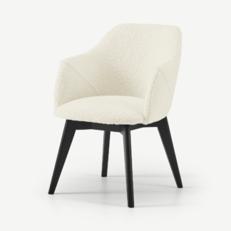 An Image of Lule Office Chair, Faux Sheepskin with Black Legs