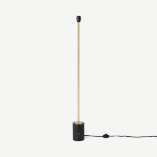 An Image of Qasim Floor Lamp Base, Brushed Brass & Black Marble