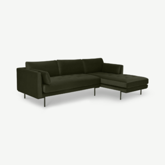 An Image of Harlow Right Hand Facing Chaise End Sofa, Dark Olive Velvet