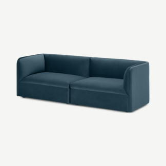 An Image of Torkel 3 Seater Sofa, Coastal Blue Velvet
