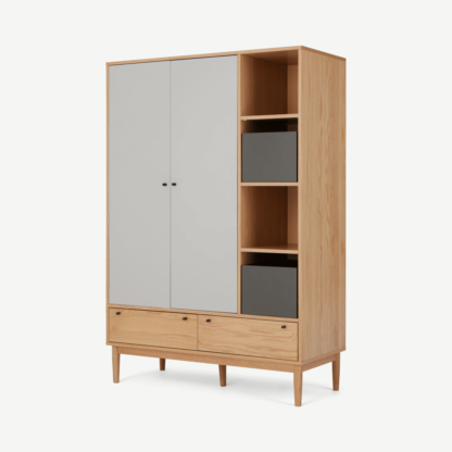 An Image of Campton Triple Wardrobe, Oak & Grey