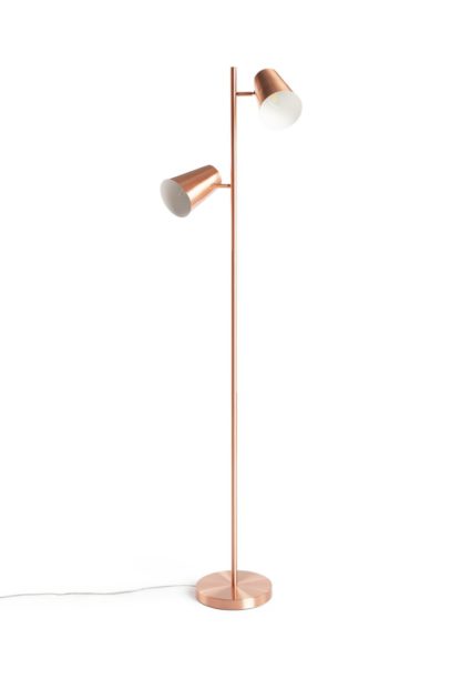 An Image of Habitat Iras Copper 2 Light Floor Lamp - Copper