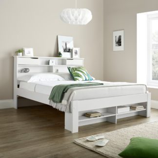 An Image of Fabio White Wooden Bookcase Storage Bed Frame Only - 5ft King Size