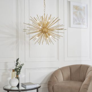 An Image of Vogue Sapelo 9 Light Sputnik Chandelier Brass