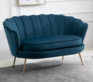 An Image of Ariel Blue Fabric 2 Seater Sofa