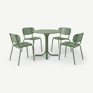 An Image of Emu 4 Seat Garden Dining Set, Green Powder-Coated Steel