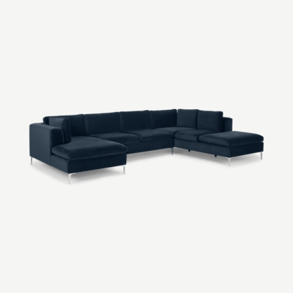 An Image of Monterosso Right Hand Facing Corner Sofa, Ocean Blue Velvet