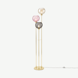 An Image of Ilaria Triple Floor Lamp, Multicoloured Glass & Brass