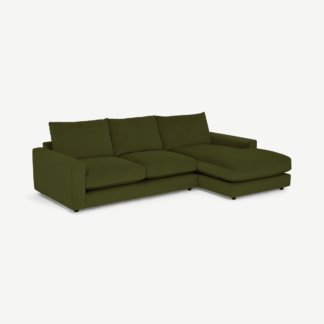 An Image of Arni Right Hand Facing Chaise End Sofa, Moss Recycled Velvet
