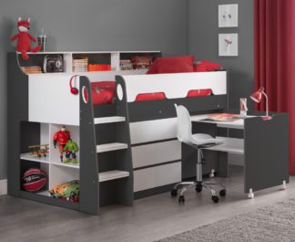 An Image of Jupiter Grey and White Wooden Midsleeper Cabin Bed Frame - 3ft Single