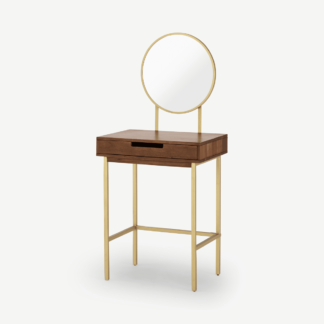 An Image of Tayma Dressing Table, Acacia Wood & Brass