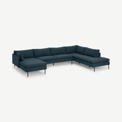 An Image of Zarina Right Hand Facing Corner Sofa, Aegean Blue