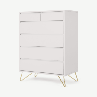 An Image of Elona Tall Multi Chest of Drawers, Ivory White & Brass