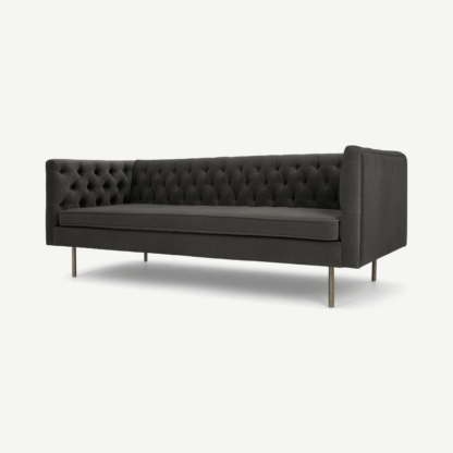 An Image of Julianne 3 Seater Sofa, Concrete Cotton Velvet