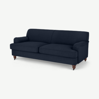 An Image of Orson 3 Seater Sofa, Dark Blue Weave