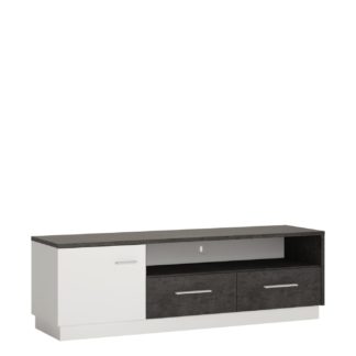 An Image of Solan 1 Door 2 Drawer Wide TV Unit - Grey & White