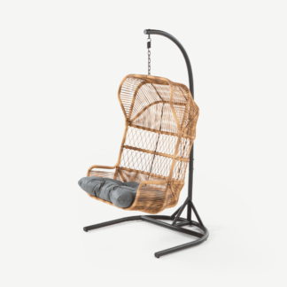 An Image of Lyra Garden Hanging Chair, Charcoal Grey