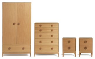 An Image of Habitat Cornelia 4 Piece 2 Door Wardrobe Set - Oak