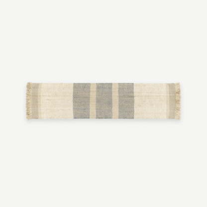 65e501c6d5ef01d9f006871e06517d3bb5275c6ec05beb6908cba2e07f7858c5-1.png An Image of Varzea Jute Wool Runner 66 x 250cm, Natural/Blue