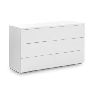 An Image of Monaco White Wooden High Gloss 6 Drawer Chest