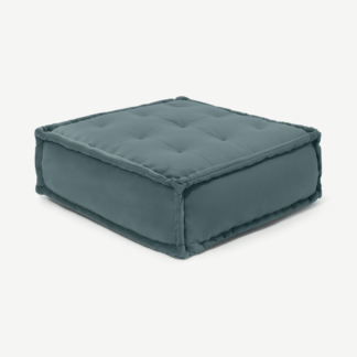 An Image of Sully Floor Cushion, Marine Green Velvet