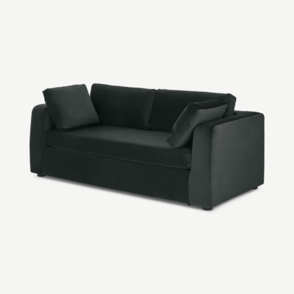 An Image of Mogen 3 Seat Sofa Bed, Dark Anthracite Velvet