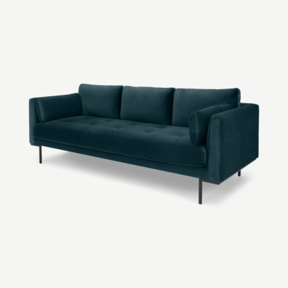 67483080932f0e376b56885aad4e7fdfce077910522b5b117dbc031fcca3f89a-1.png An Image of Harlow, 3 Seater Sofa, Coastal Blue Velvet