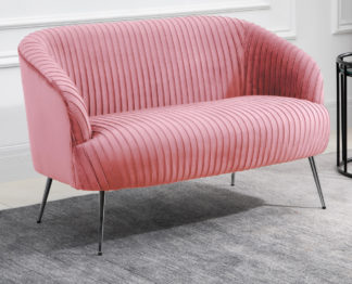 An Image of Layla Pink Fabric 2 Seater Sofa