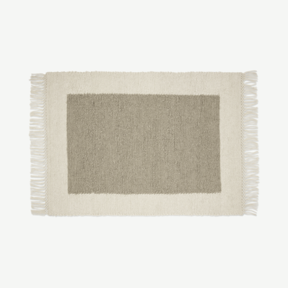 An Image of Canley Textured Wool Border Rug, Large 160 x 230cm, Ecru & Taupe