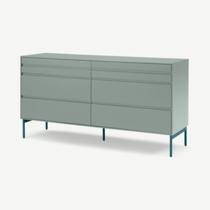 An Image of Donica Wide Chest of Drawers, Concrete Blue